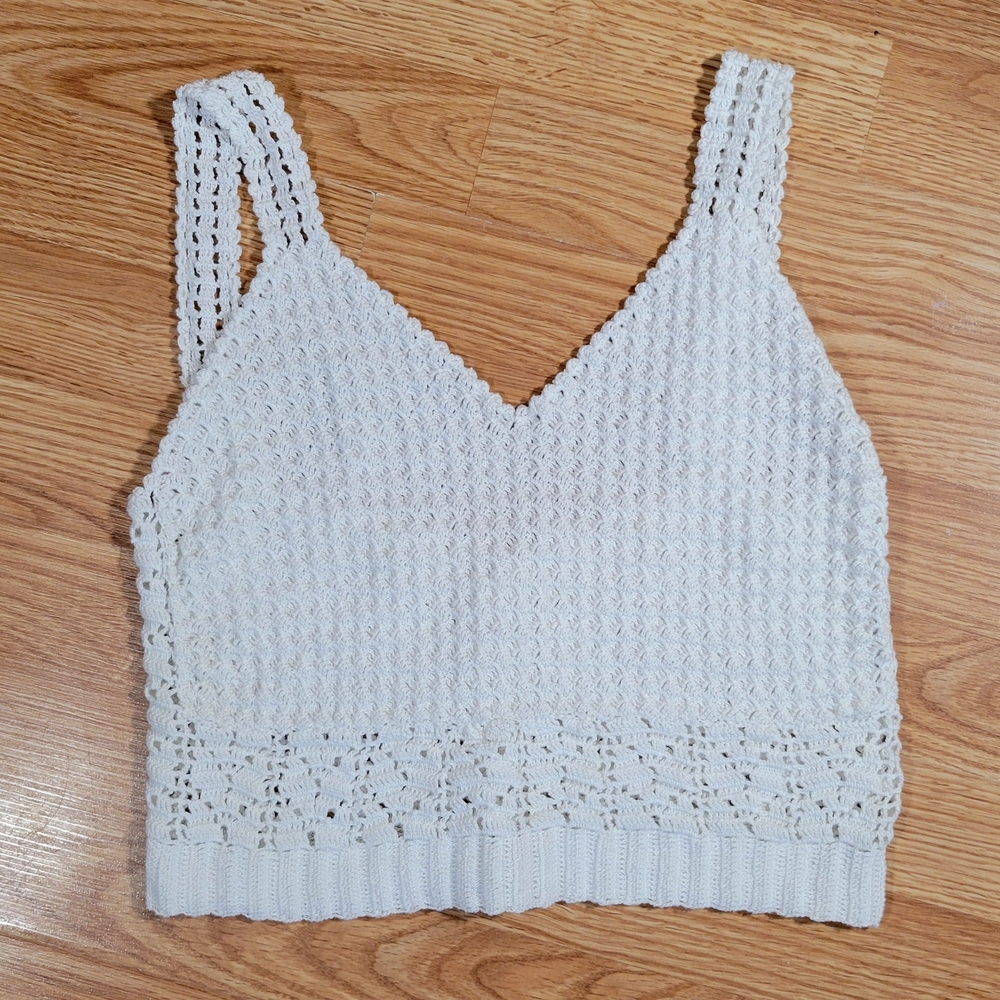 White Custom Made Crochet Women Beach Top